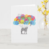 風船のあるゼブラからのハッピーバースデー カード (黄色い花)