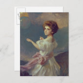 風船のある女の子 ポストカード (正面/裏面)