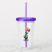 風船のある青い恐竜 アクリルタンブラー (正面)