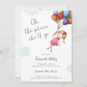 風船のお別れでがんばる少女 招待状 (正面)