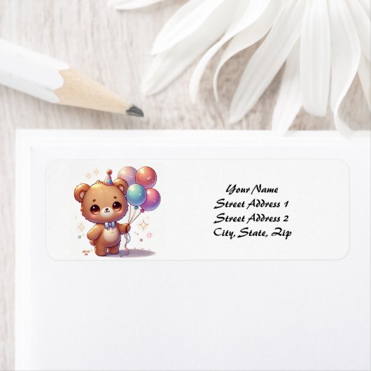 風船のかわいいクマ ラベル (インサイチュ)