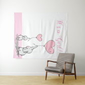 風船のかわいいママベビーゾウ タペストリー (インサイチュ(横))