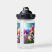 風船のかわいい子犬 – 甘い ウォーターボトル (背面)