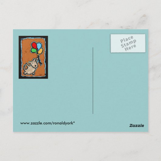 風船のはがきを持つ犬 ポストカード (裏面)
