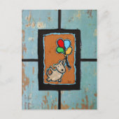 風船のはがきを持つ犬 ポストカード (正面)