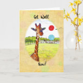 風船のキリンは元気になる カード (黄色い花)