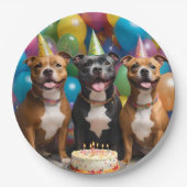 風船のケーキが並んだ静かな誕生日パーティー ペーパープレート (正面)