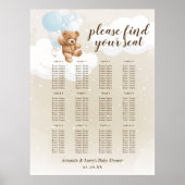 風船のシーティングチャート付き埃っぽい青いテディベア ポスター (正面)