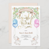 風船のゾウさん、性別お披露目パーティー 招待状 (正面/裏面)