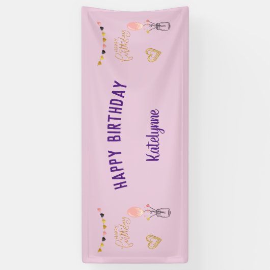 風船のパーソナライズされたハッピーバースデー 横断幕 (縦)