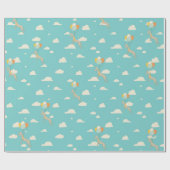 風船の上に漫画の犬の誕生日包装紙 ラッピングペーパー (フラット)