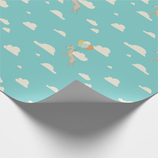 風船の上に漫画の犬の誕生日包装紙 ラッピングペーパー (角)