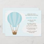 風船の中の双子の男の子 招待状 (正面/裏面)