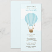 風船の中の双子の赤ちゃんのベビーシャワー 招待状 (正面/裏面)