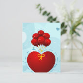 風船の付いた赤いハートのポストカード ポストカード (スタンド正面)