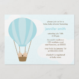 風船の双子の男の赤ちゃん 招待状