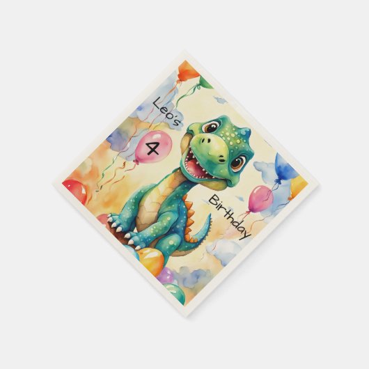 風船の多い可愛い小さなカラフル スタンダードカクテルナプキン (角)