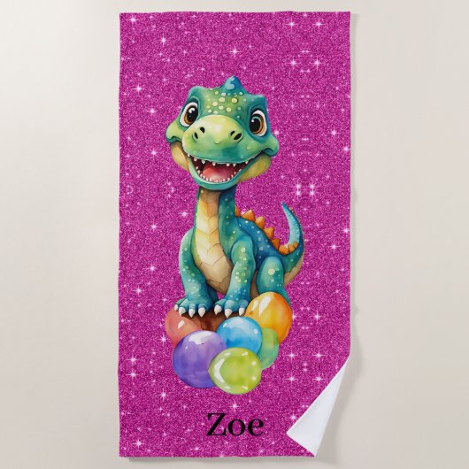 風船の多い可愛い小さなカラフル ビーチタオル (正面)