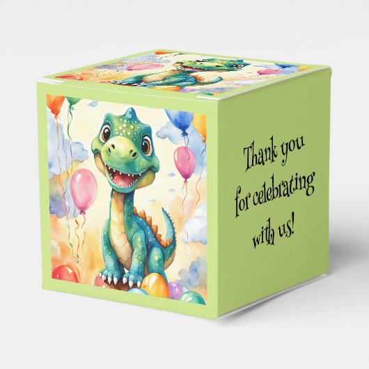 風船の多い可愛い小さなカラフル フェイバーボックス (正面サイド)