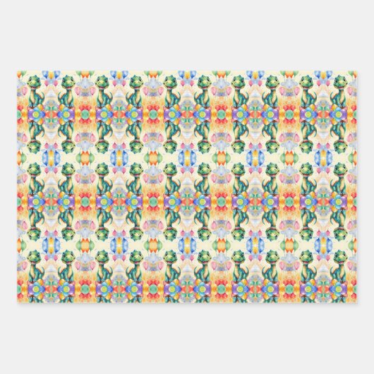 風船の多い可愛い小さなカラフル ラッピングペーパーシート (正面)