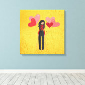 風船の女お洒落の子 キャンバスプリント (インサイチュ (ウッドフロア))