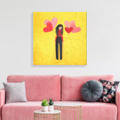 風船の女お洒落の子 キャンバスプリント (インサイチュ (リビング))