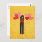 風船の女お洒落の子 ポストカード (正面/裏面)