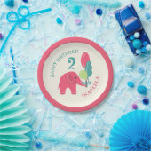 風船の女の子と象の誕生日 ペーパープレート (パーティー)