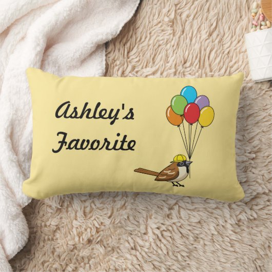 風船の子ども名のかわいい漫画の雀 ランバークッション (ブランケット)