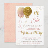 風船の性別発表パーティー招待状, グリッター 招待状 (正面/裏面)