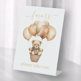 風船の恩恵を受けた小さなテディベア 台座サイン