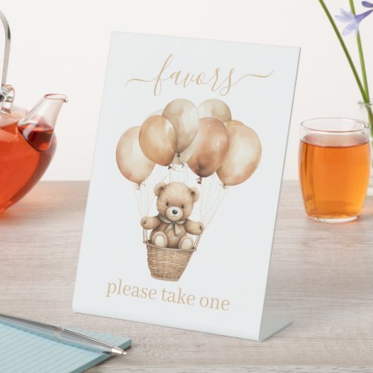 風船の恩恵を受けた小さなテディベア 台座サイン (インサイチュ)