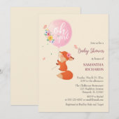 風船の招待状を持って飛ぶかわいい子狐 招待状 (正面/裏面)