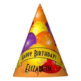 風船の束カラフルと紙吹雪誕生日 パーティーハット