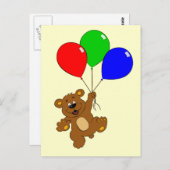 風船の漫画の子供のはがきを持つ可愛いクマ ポストカード (正面/裏面)