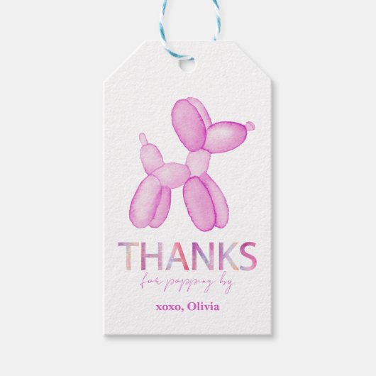 風船の犬の感謝のギフトタグ ギフトタグ (正面)