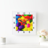 風船の花をおもちゃ スクエア壁時計 (ホーム)