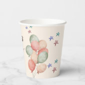 風船の誕生日カップ付き水色クマ紙 紙コップ (裏面)