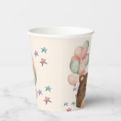 風船の誕生日カップ付き水色クマ紙 紙コップ (右)