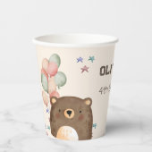 風船の誕生日カップ付き水色クマ紙 紙コップ (正面)
