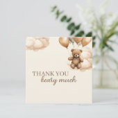 風船の赤ちゃんシャワーを待つことができる サンキューカード (スタンド正面)