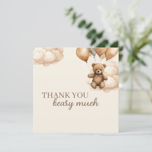 風船の赤ちゃんシャワーを待つことができる サンキューカード (スタンド正面)