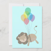 風船の赤ちゃんシャワー付きライオン 招待状 (正面)
