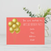 風船の飾りでいっぱいの、幼い少女の誕生日パーティー 招待状 (スタンド正面)