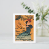 風船の鳥ポスターを待つ赤毛女性 ポストカード (スタンド正面)