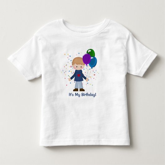 風船のTシャツを着た私の誕生日かわいい少年 トドラーTシャツ (正面)