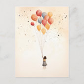 風船はがき付きの女の子 ポストカード (正面)