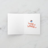 風船やプレゼントと赤いハッピー バースデー カード (内部)