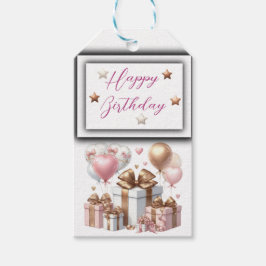 風船や贈り物が入ったかわいいテディベア ギフトタグ