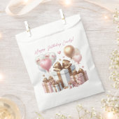 風船や贈り物が入ったかわいいテディベア フェイバーバッグ (クリップ留めされた状態)